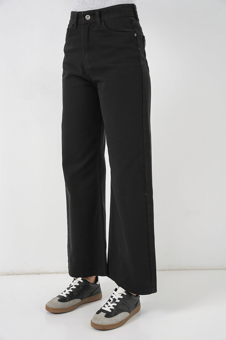 Bigdart Pantalon palazzo taille haute en denim pour femme 6656 - d. Noir