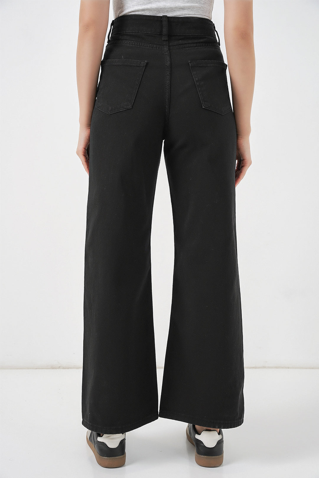 Bigdart Pantalon palazzo taille haute en denim pour femme 6656 - d. Noir