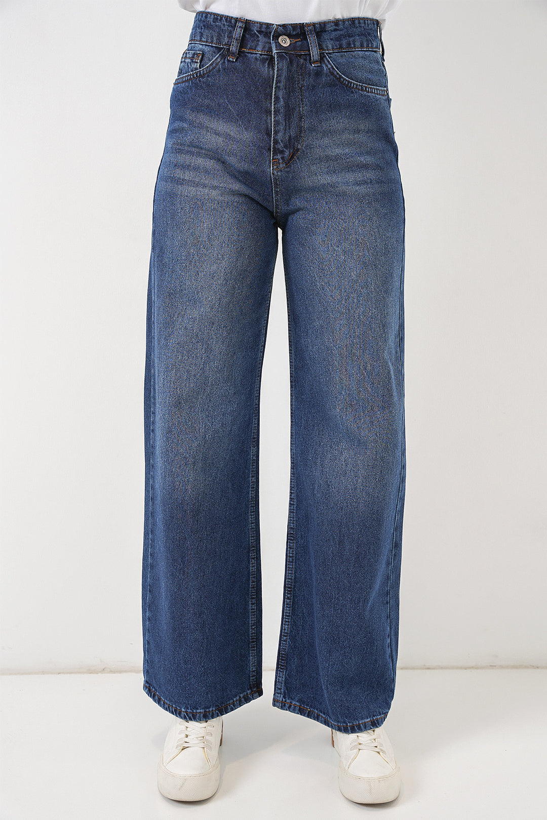 Bigdart Pantalon palazzo en denim taille haute pour femme 6656 - Bleu marine