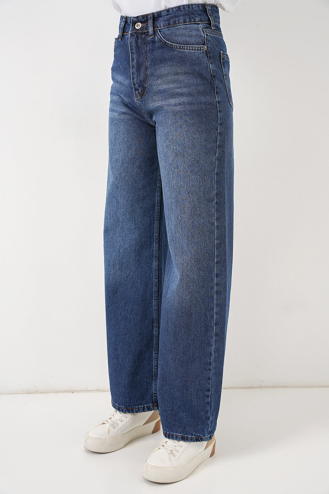 Bigdart Pantalon palazzo en denim taille haute pour femme 6656 - Bleu marine