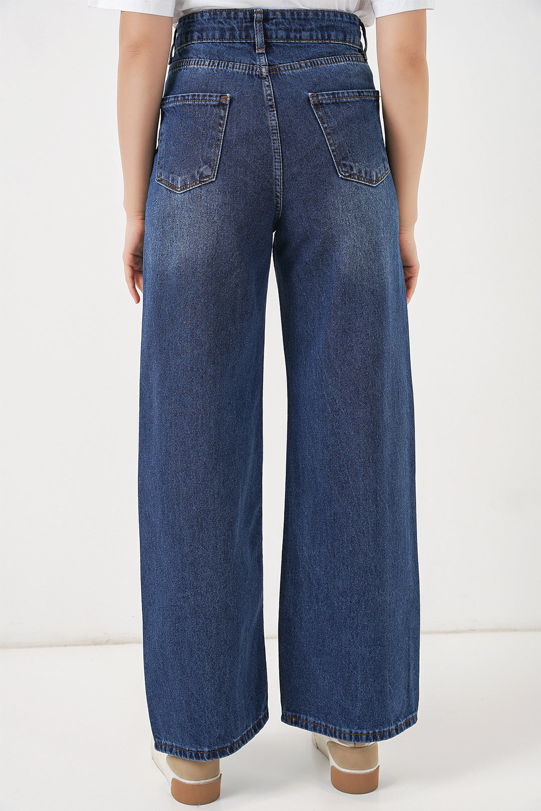 Bigdart Pantalon palazzo en denim taille haute pour femme 6656 - Bleu marine