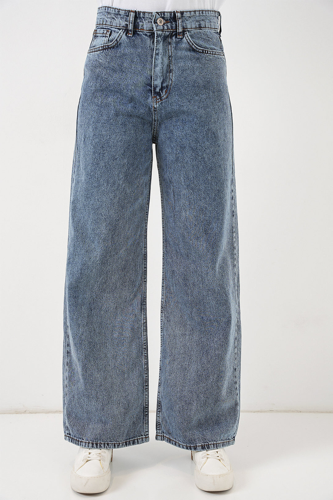 Bigdart Pantalon palazzo en denim taille haute pour femme 6656 - Bleu