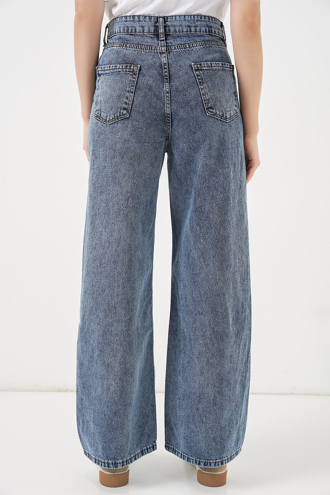 Bigdart Pantalon palazzo en denim taille haute pour femme 6656 - Bleu
