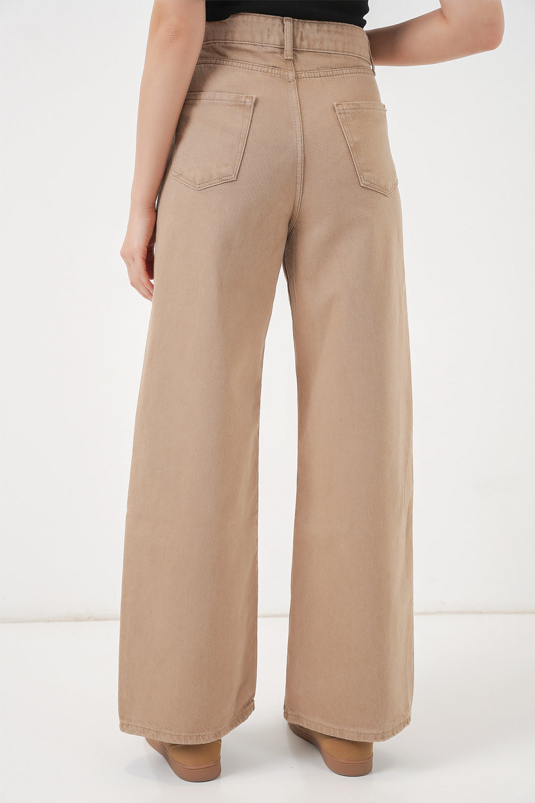 Bigdart Pantalon Palazzo en Jean Femme Taille Haute à Jambes Amples 6656 - Beige