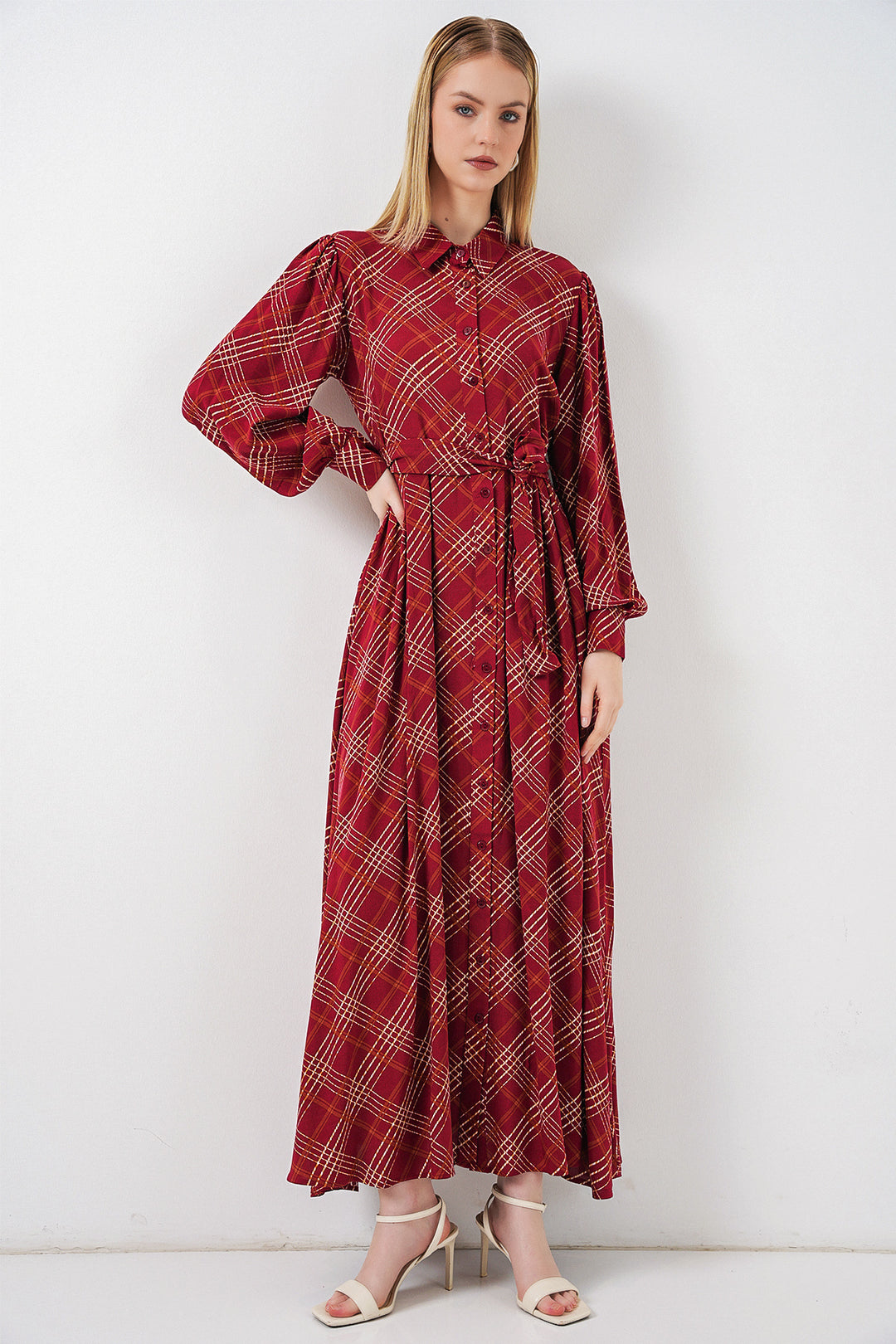 Bigdart Robe longue de hijab à boutons 2588 - Bordeaux