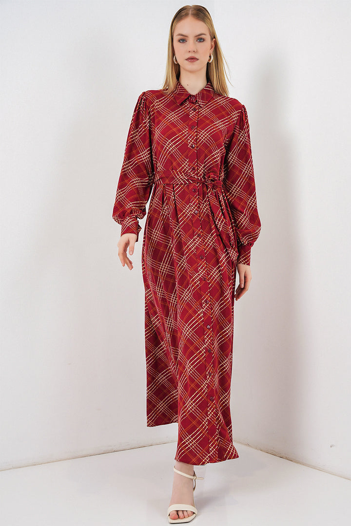Bigdart Robe longue de hijab à boutons 2588 - Bordeaux