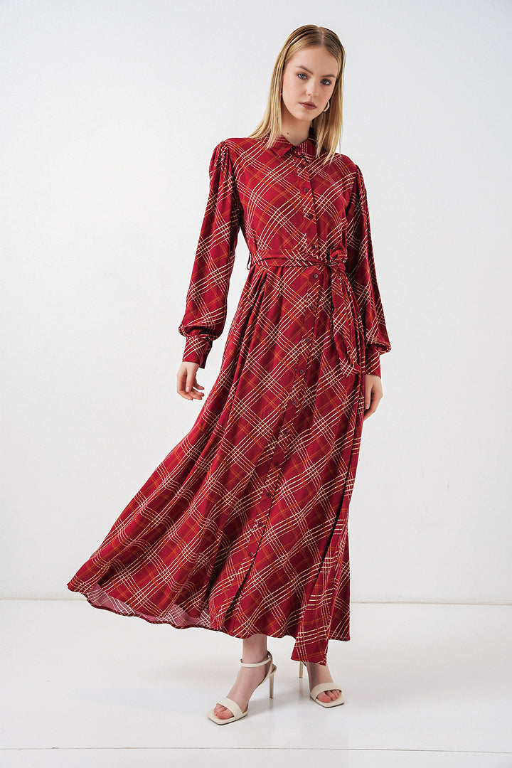 Bigdart Robe longue de hijab à boutons 2588 - Bordeaux