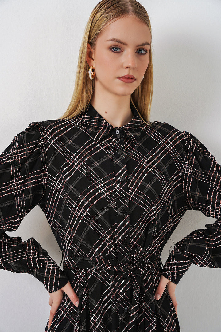 Bigdart Robe longue de hijab à boutons 2588 - Noir