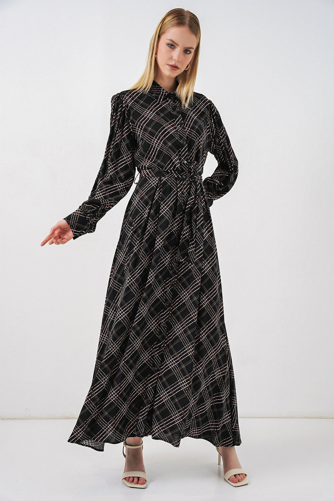 Bigdart Robe longue de hijab à boutons 2588 - Noir
