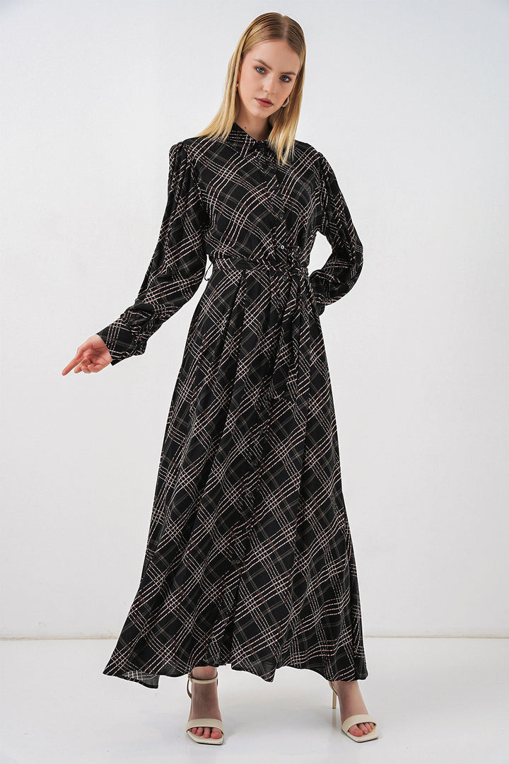 Bigdart Robe longue de hijab à boutons 2588 - Noir