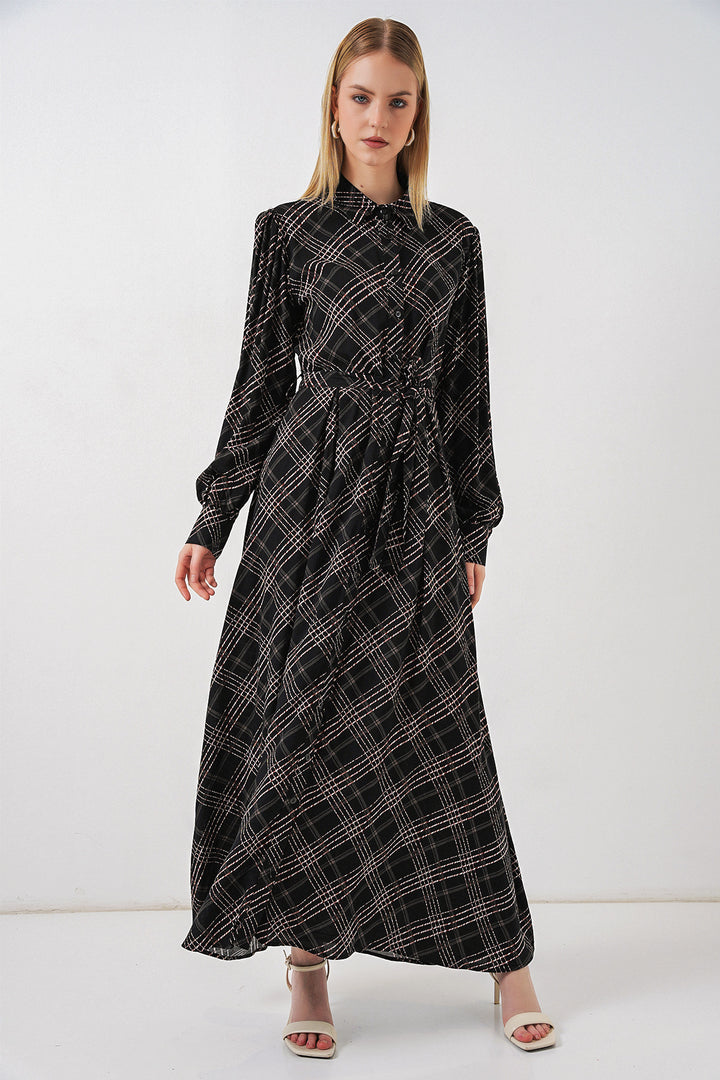Bigdart Robe longue de hijab à boutons 2588 - Noir
