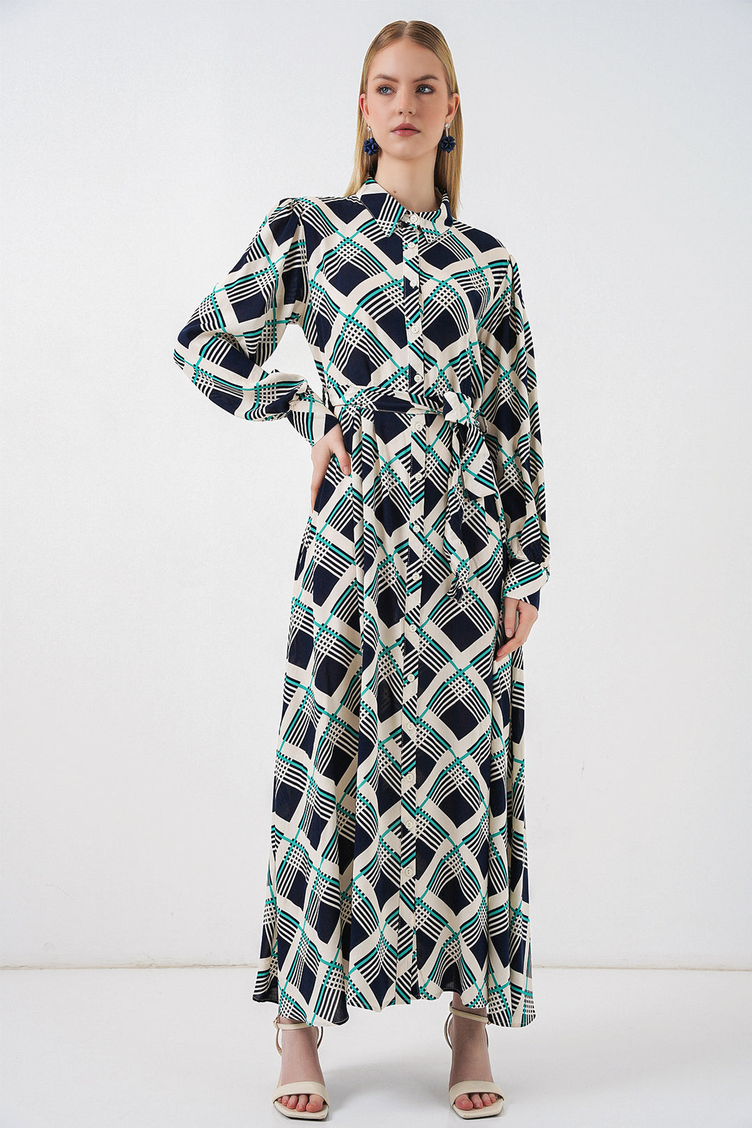 Bigdart Robe longue de hijab à boutons 2588 - Bleu marine