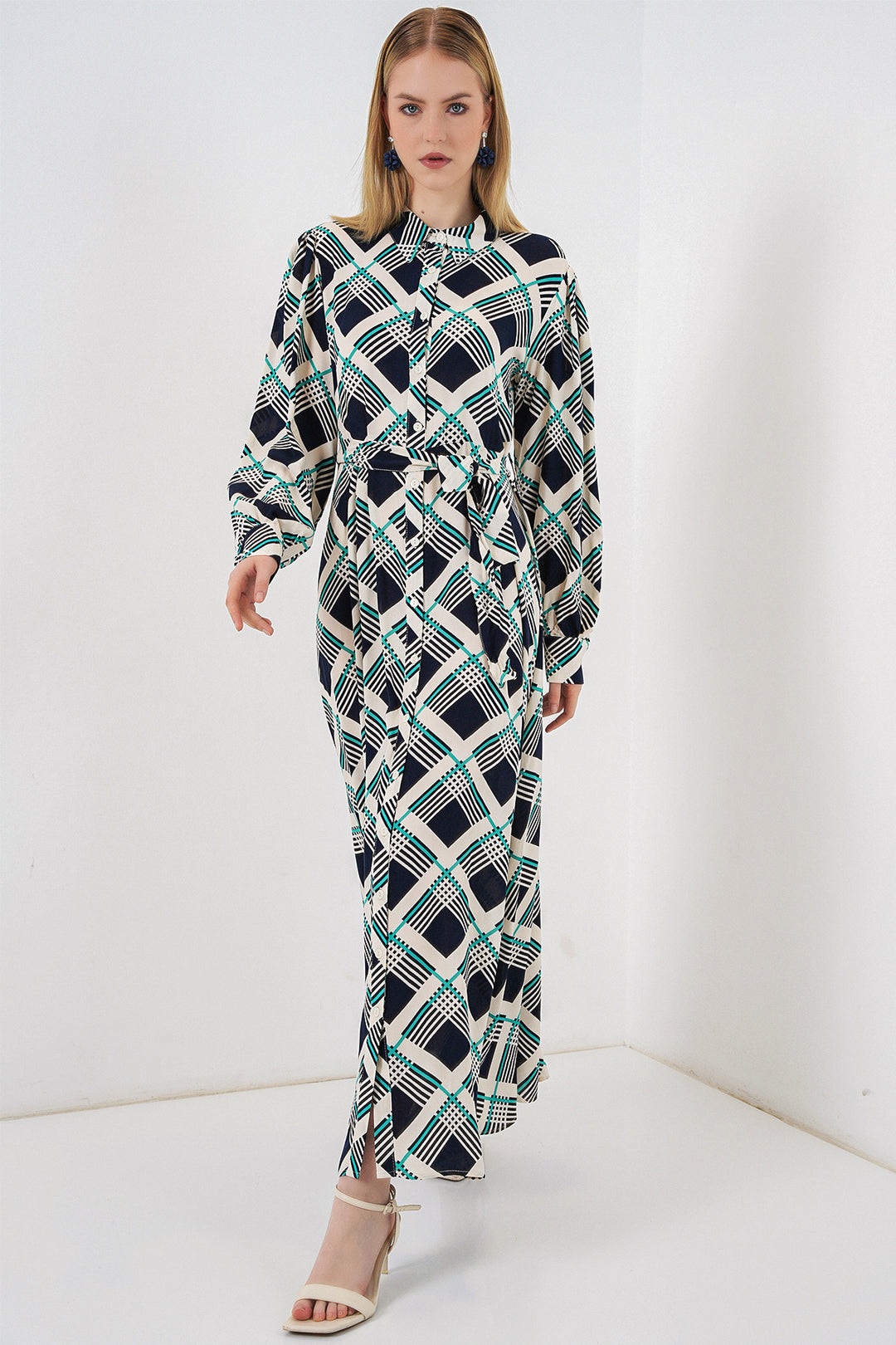 Bigdart Robe longue de hijab à boutons 2588 - Bleu marine