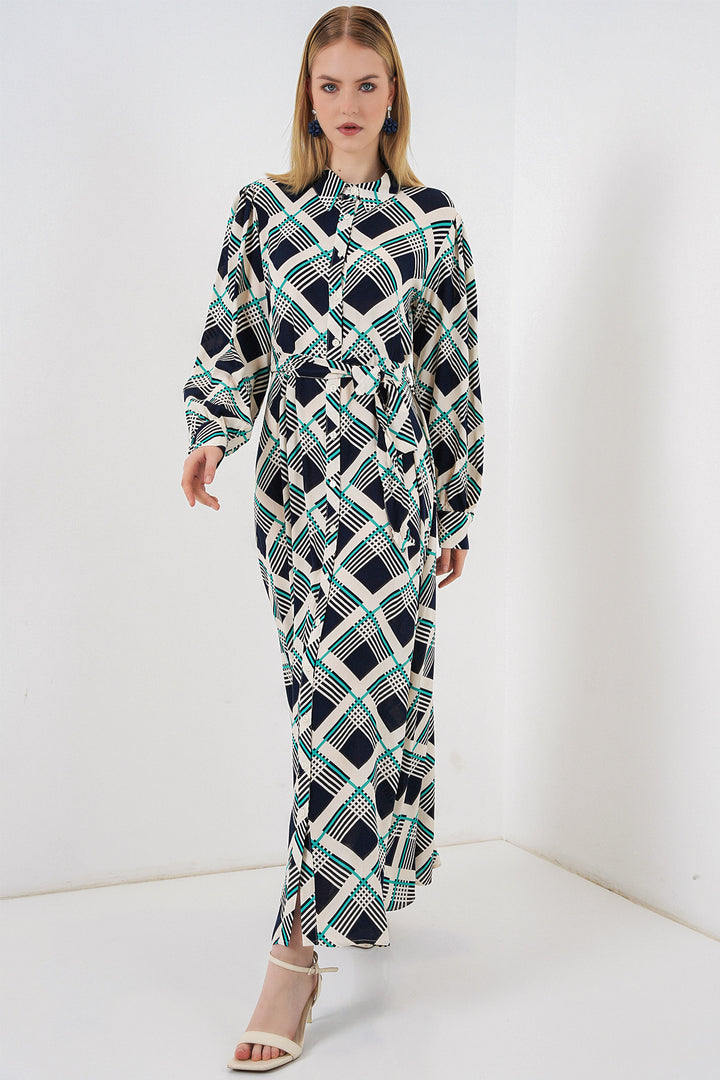 Bigdart Robe longue de hijab à boutons 2588 - Bleu marine