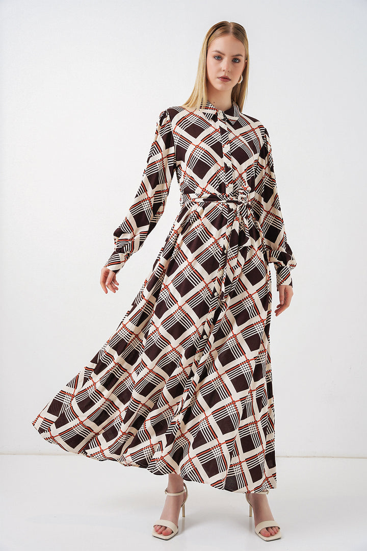 Bigdart Robe longue de hijab à boutons 2588 - Beige café