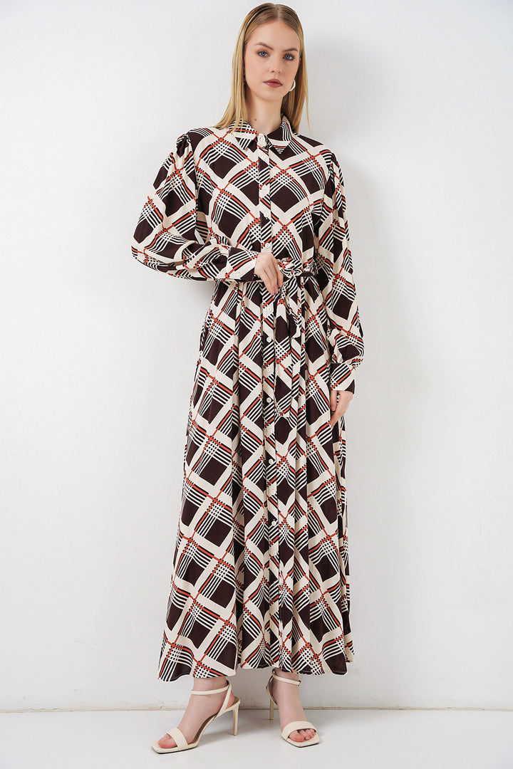 Bigdart Robe longue de hijab à boutons 2588 - Beige café