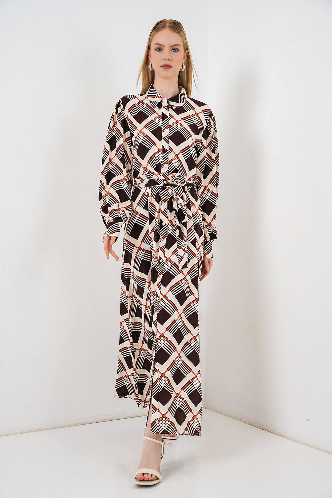 Bigdart Robe longue de hijab à boutons 2588 - Beige café