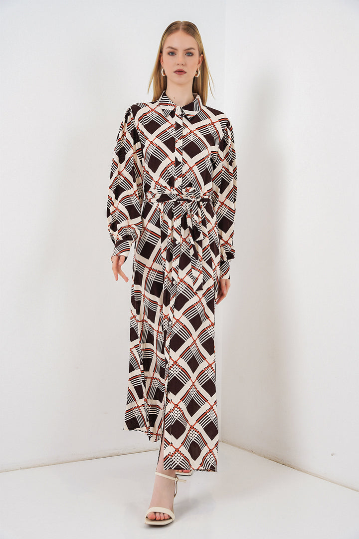 Bigdart Robe longue de hijab à boutons 2588 - Beige café