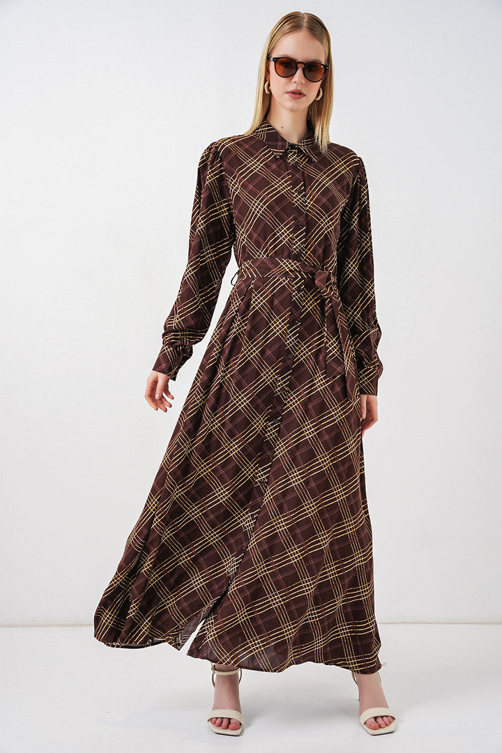 Bigdart Robe longue de hijab à boutons 2588 - Marron