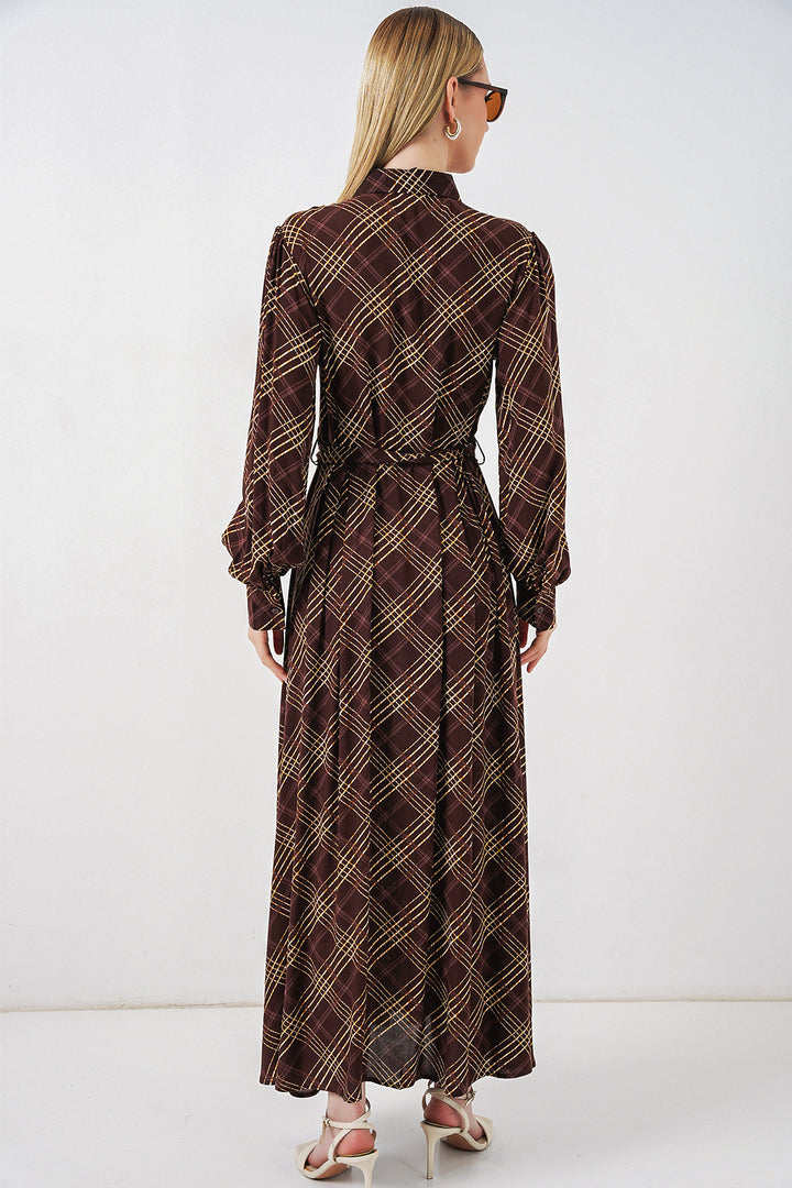 Bigdart Robe longue de hijab à boutons 2588 - Marron