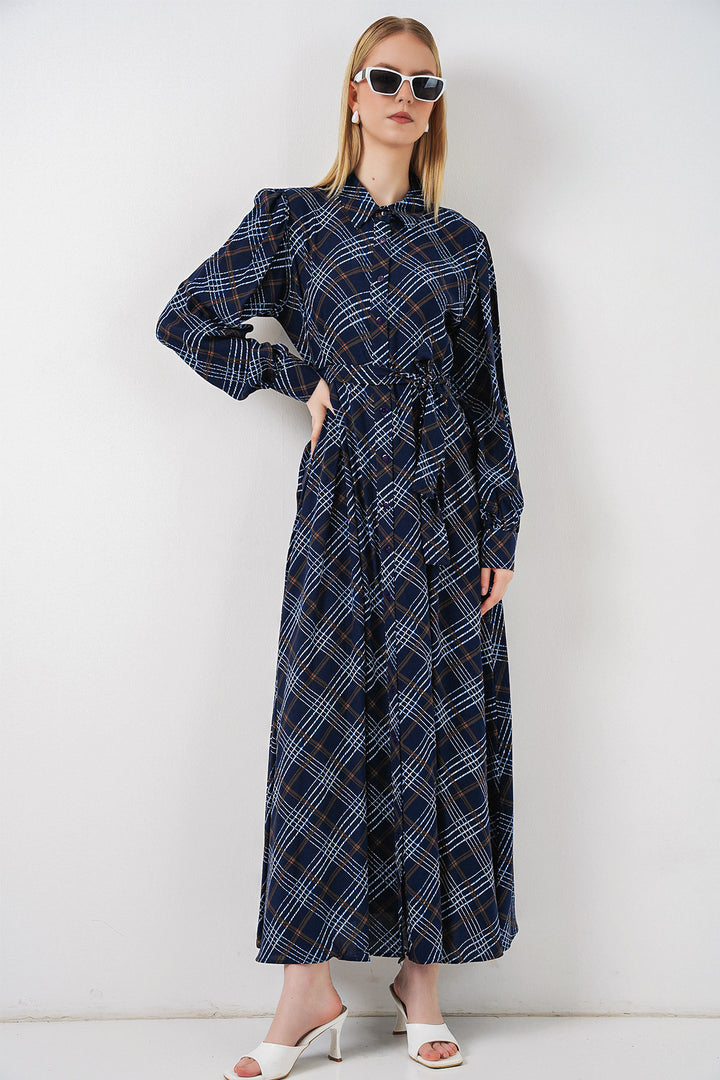 Bigdart Robe longue de hijab à boutons 2588 - Bleu marine
