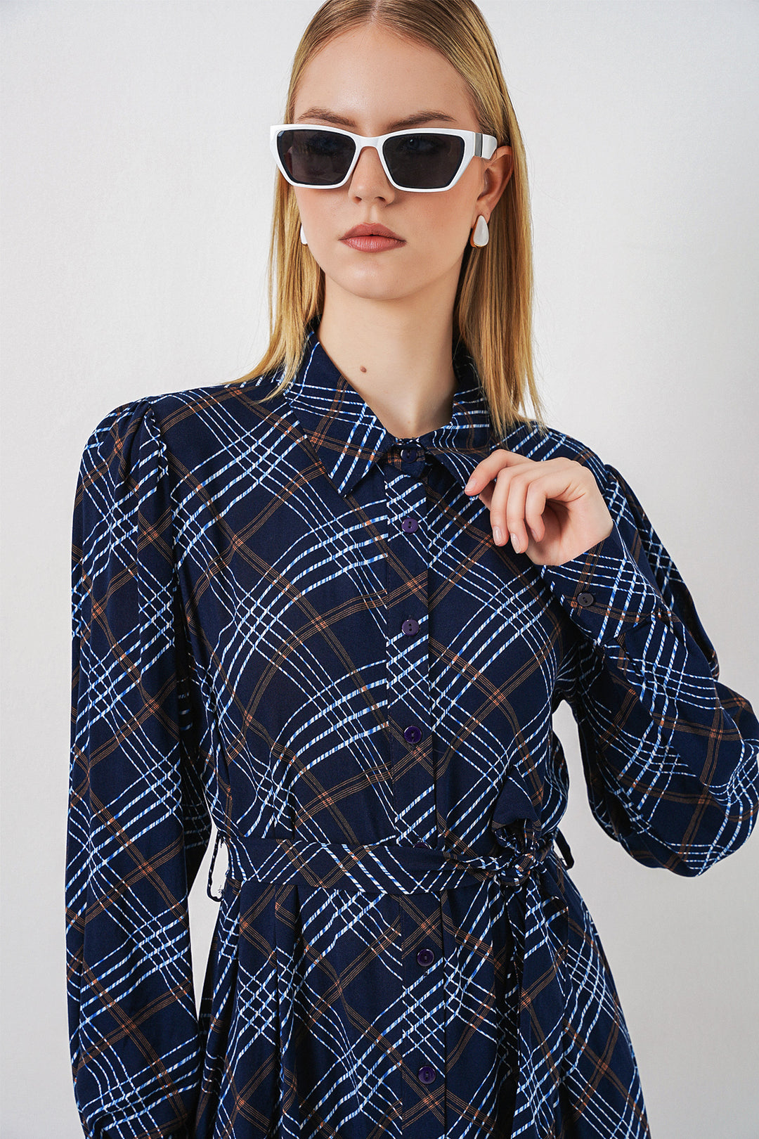 Bigdart Robe longue de hijab à boutons 2588 - Bleu marine