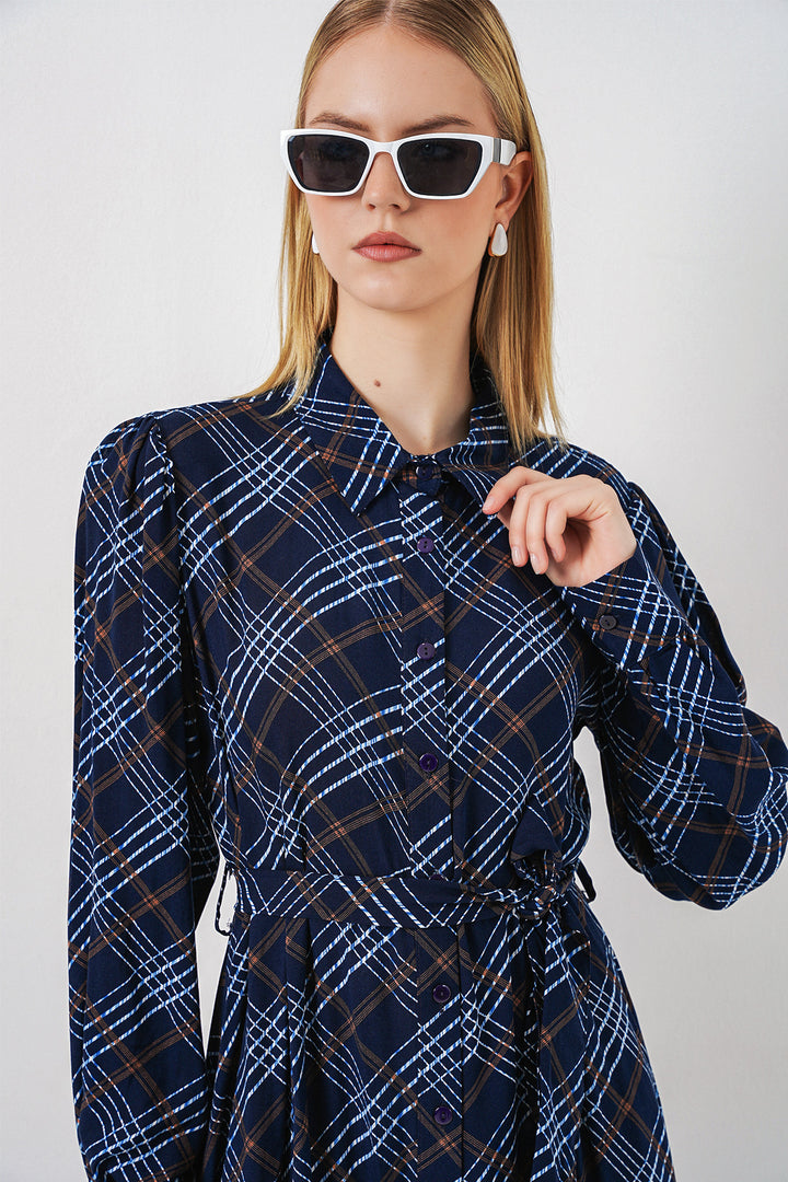 Bigdart Robe longue de hijab à boutons 2588 - Bleu marine