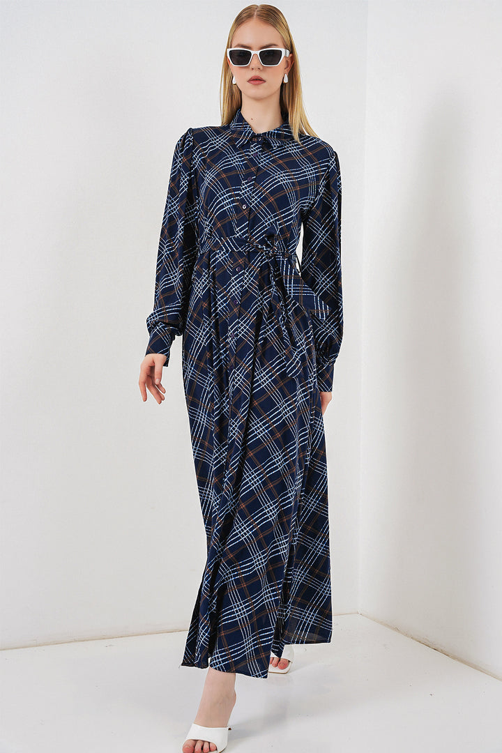 Bigdart Robe longue de hijab à boutons 2588 - Bleu marine