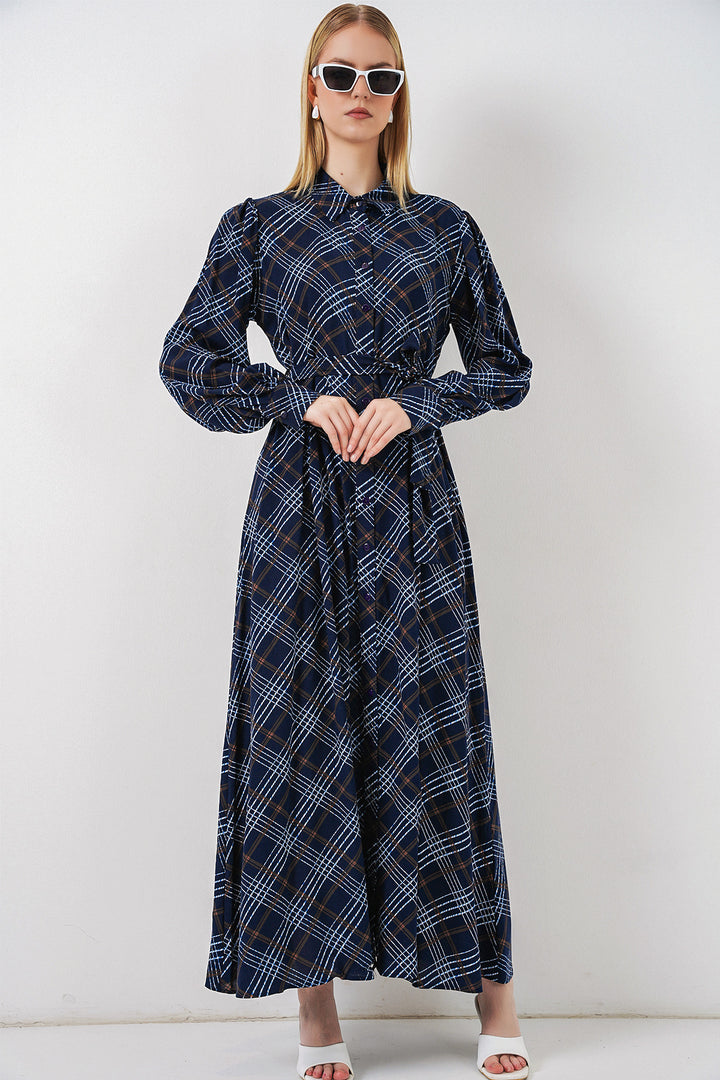 Bigdart Robe longue de hijab à boutons 2588 - Bleu marine