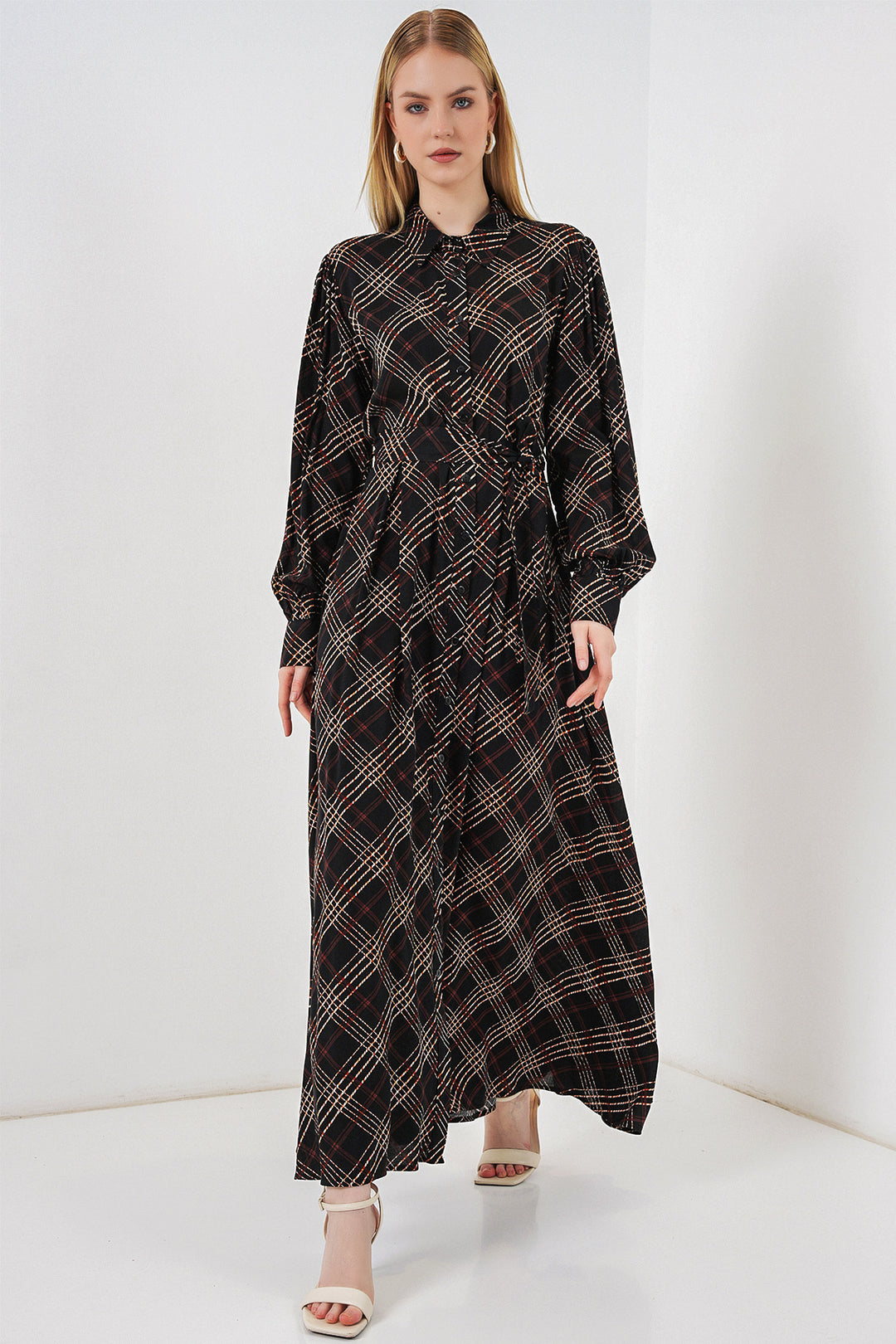 Bigdart Robe longue de hijab à boutons 2588 - Noir