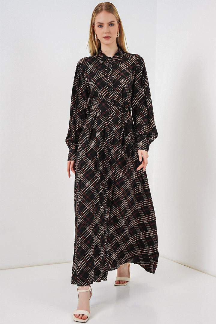 Bigdart Robe longue de hijab à boutons 2588 - Noir