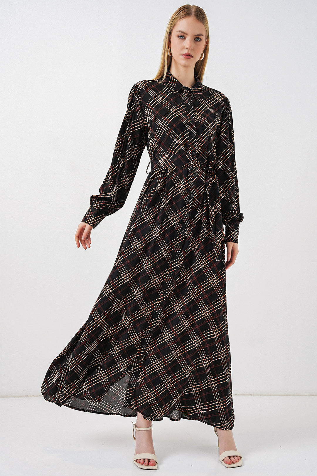Bigdart Robe longue de hijab à boutons 2588 - Noir