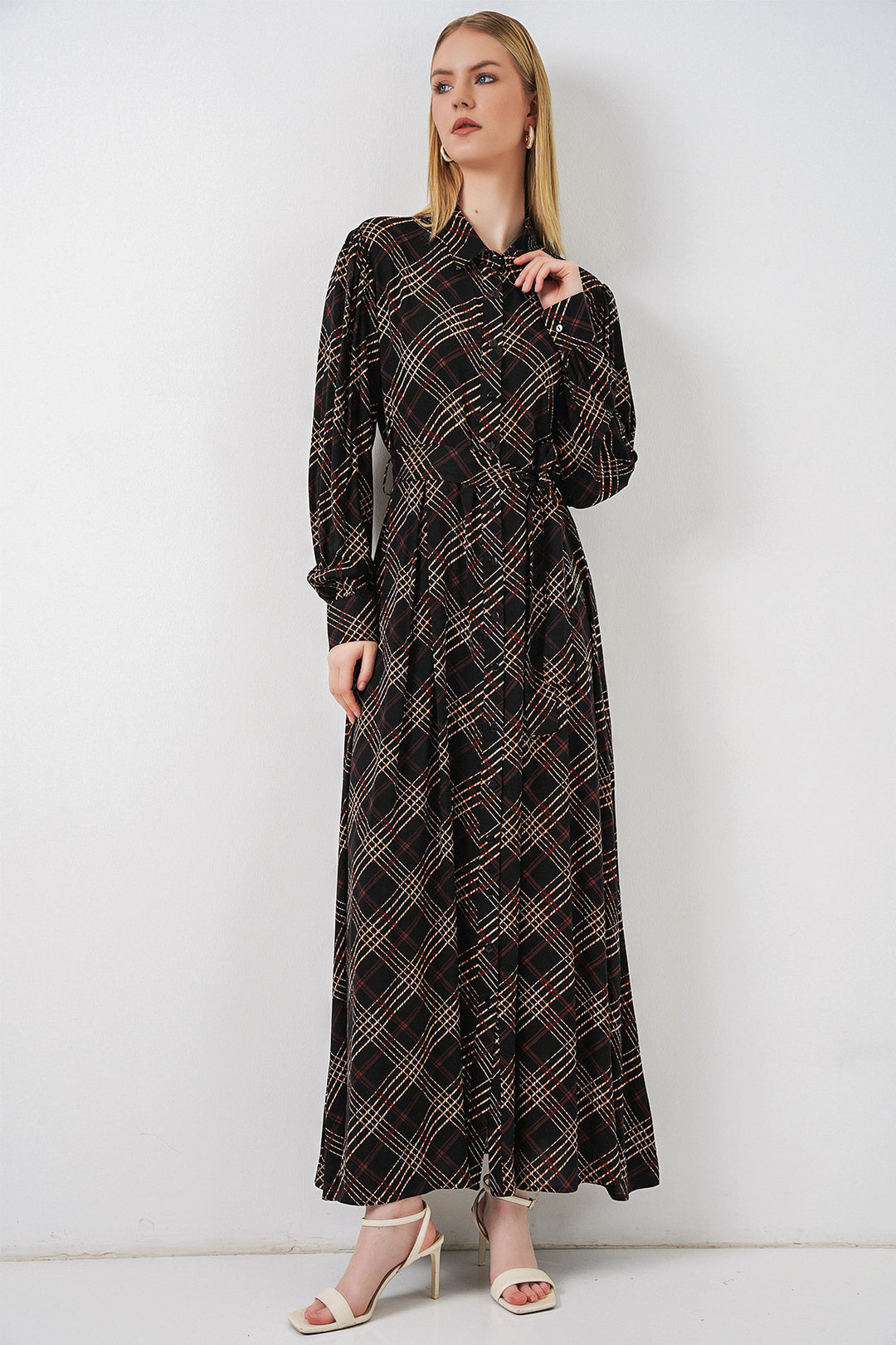 Bigdart Robe longue de hijab à boutons 2588 - Noir