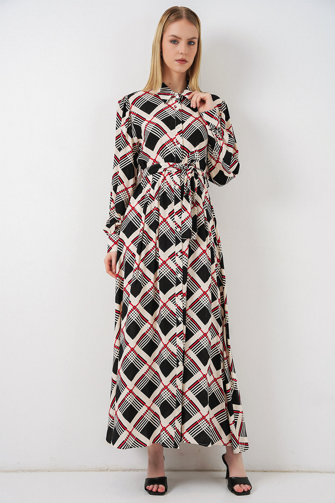 Bigdart Robe longue de hijab à boutons 2588 - Noir - Beige