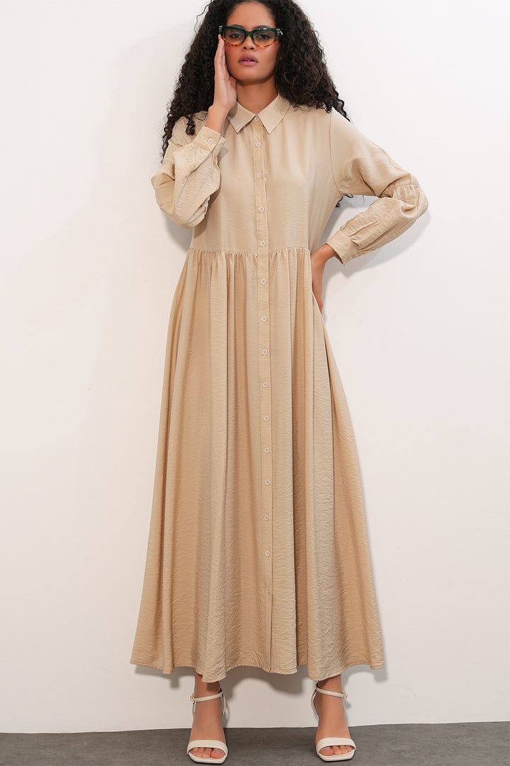 Bigdart Robe longue à boutons pour femme 2591 - Beige