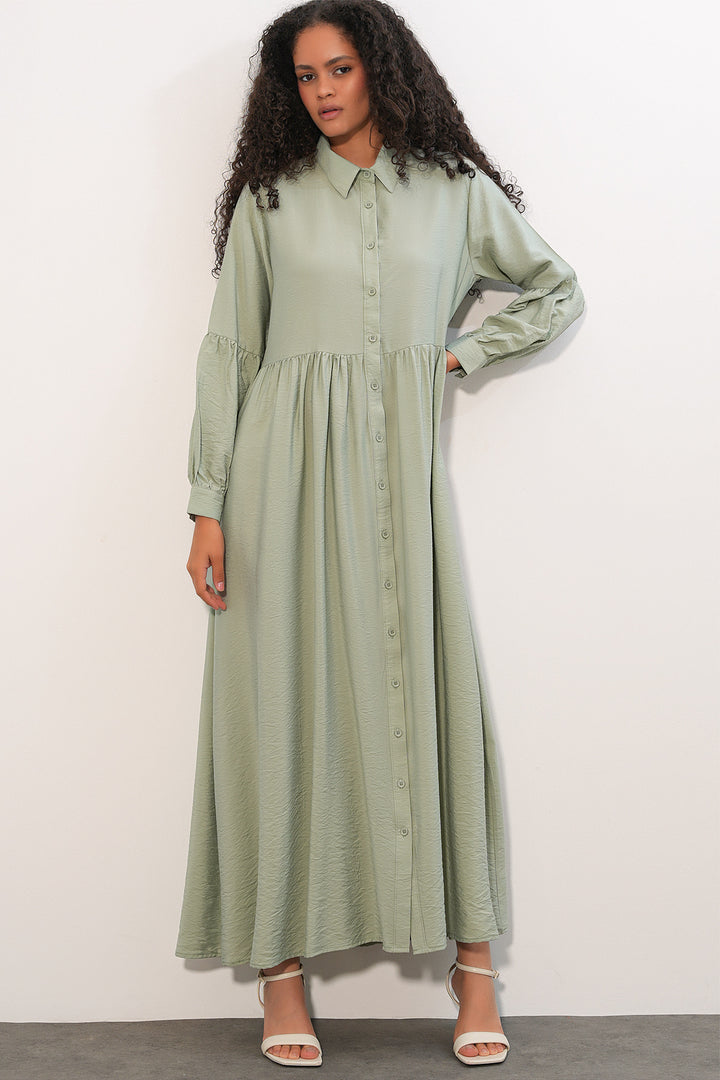 Bigdart Robe longue à boutons pour femme 2591 - Vert clair