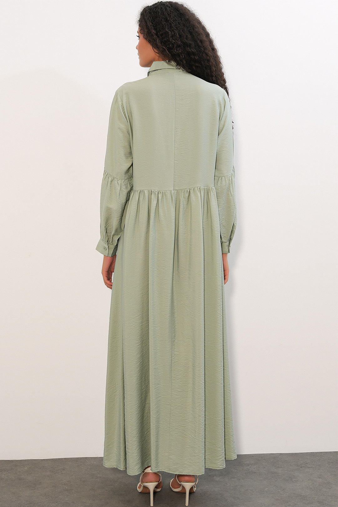 Bigdart Robe longue à boutons pour femme 2591 - Vert clair