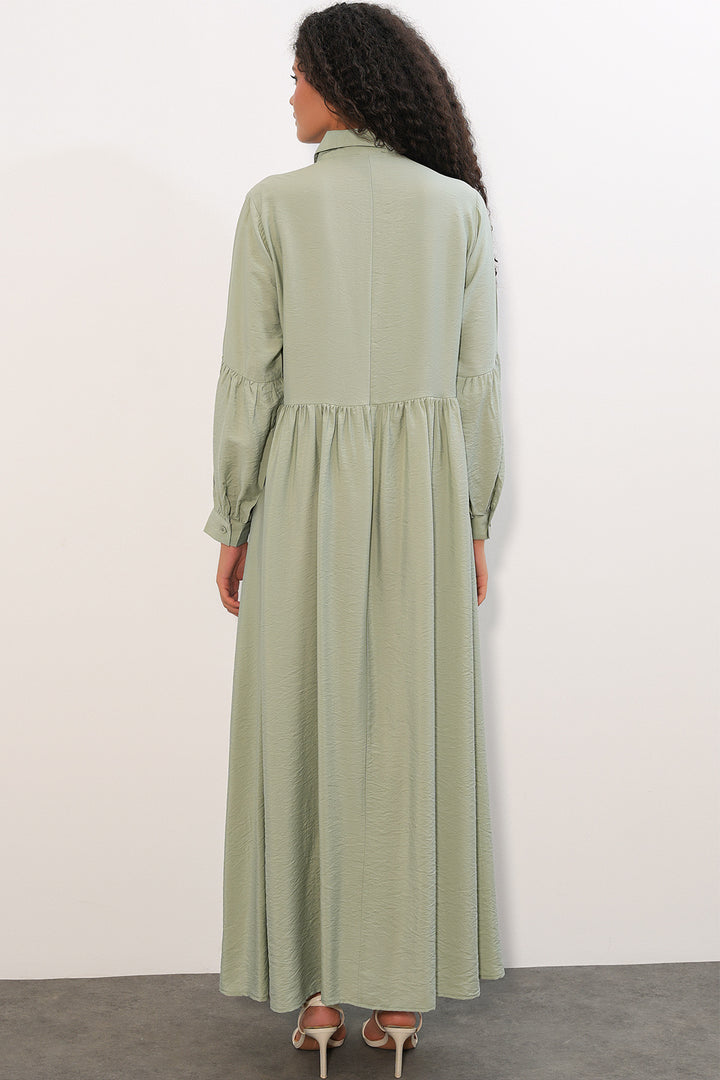 Bigdart Robe longue à boutons pour femme 2591 - Vert clair