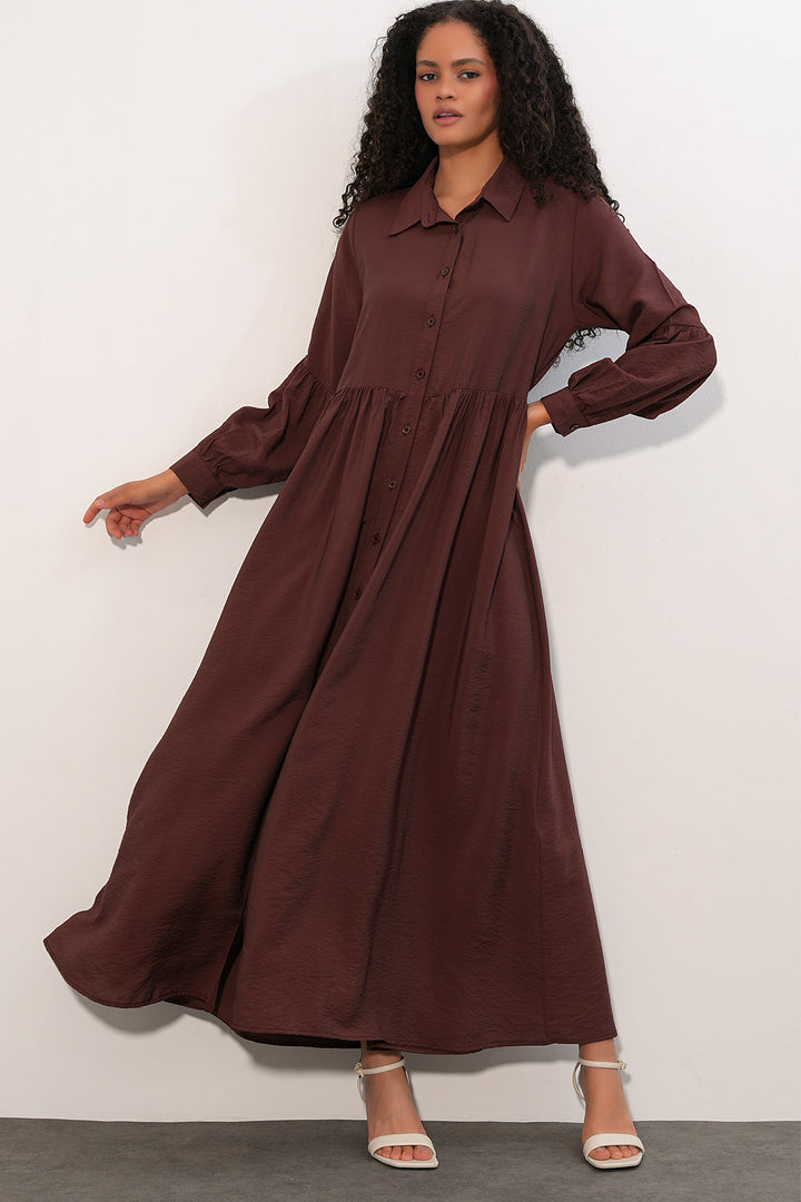 Bigdart Robe longue à boutons pour femme 2591 - Marron