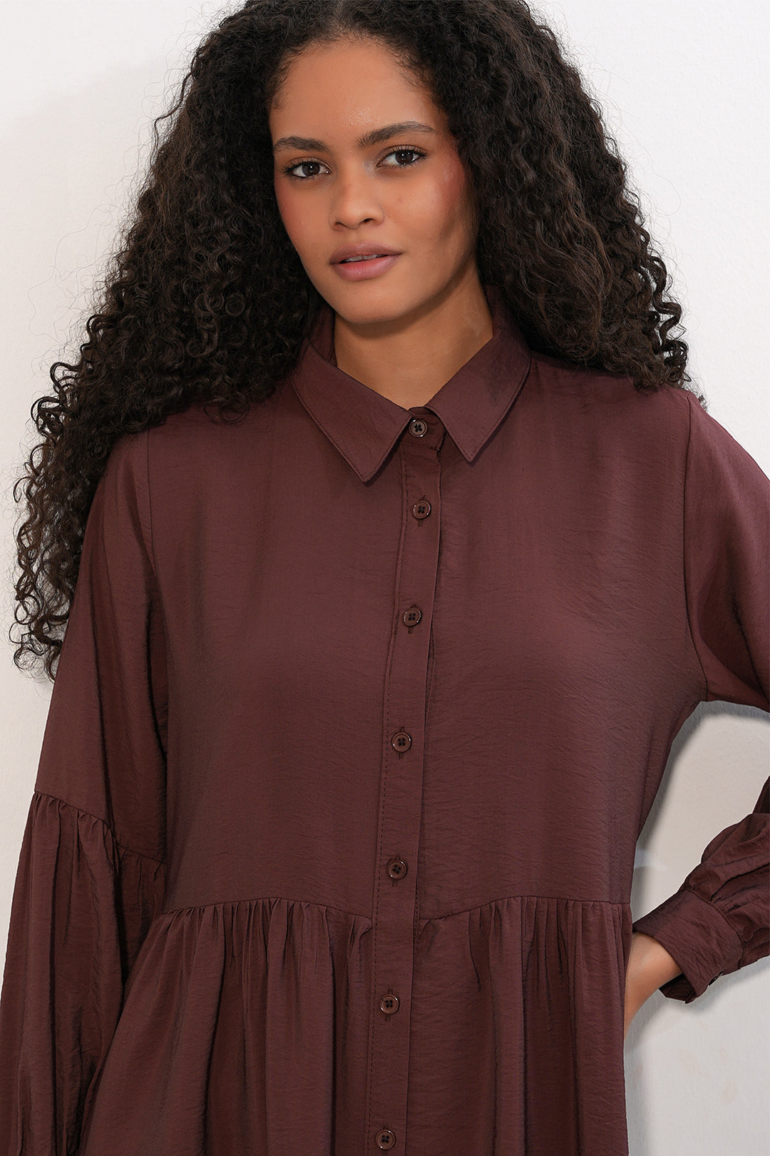 Bigdart Robe longue à boutons pour femme 2591 - Marron