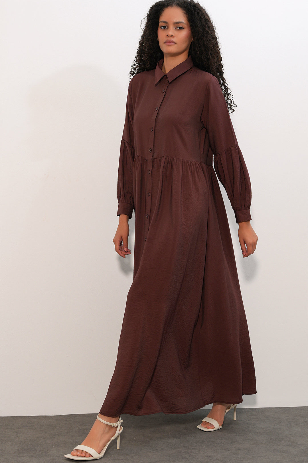 Bigdart Robe longue à boutons pour femme 2591 - Marron