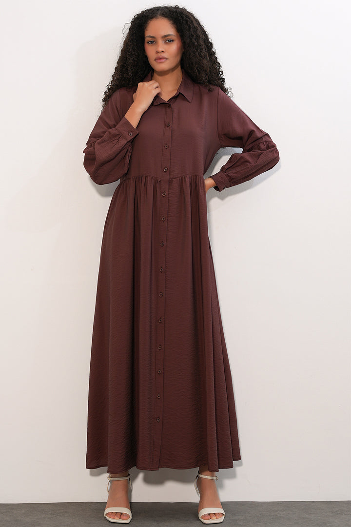 Bigdart Robe longue à boutons pour femme 2591 - Marron