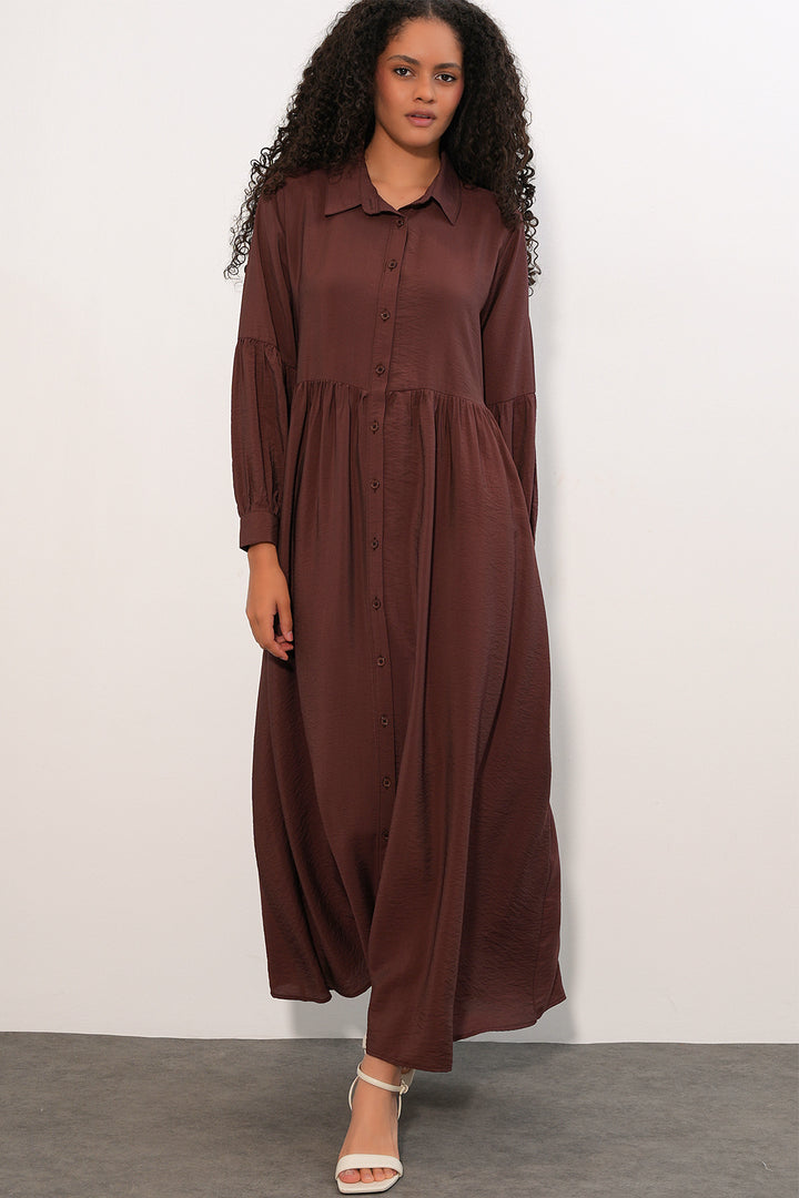 Bigdart Robe longue à boutons pour femme 2591 - Marron