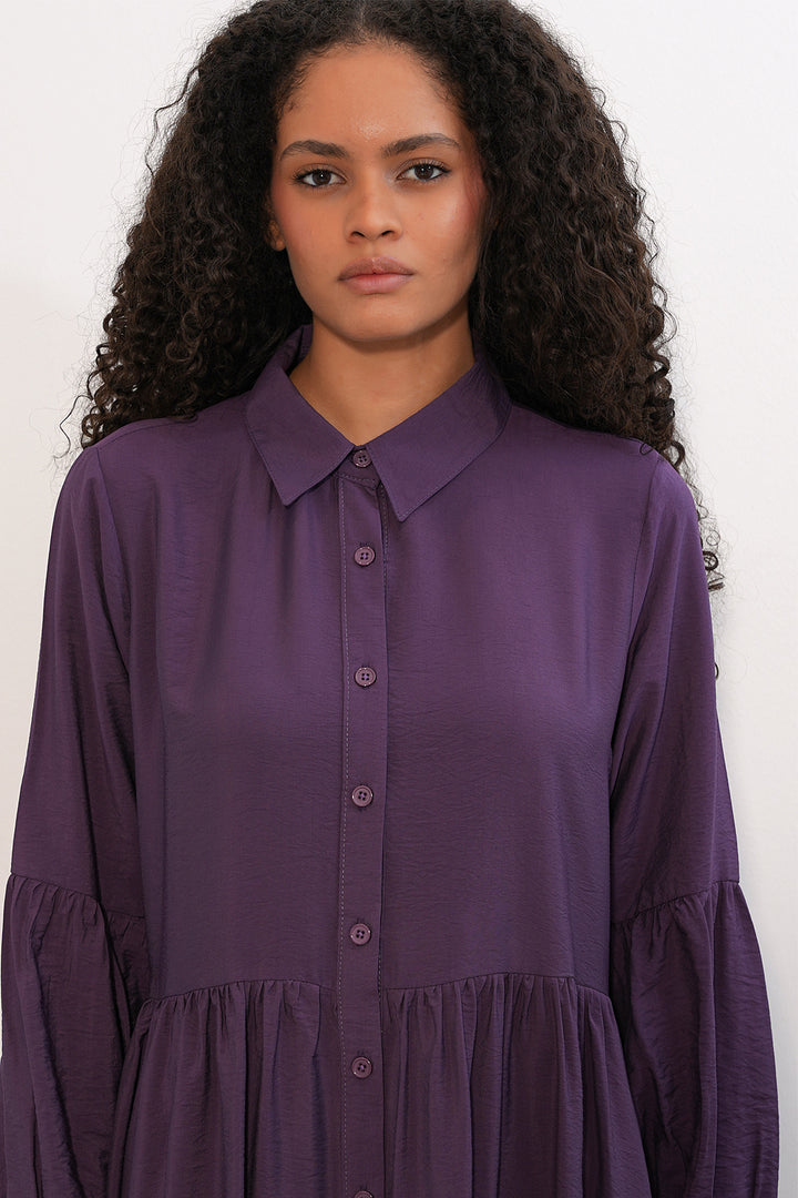 Bigdart Robe longue à boutons pour femme 2591 - Violet foncé