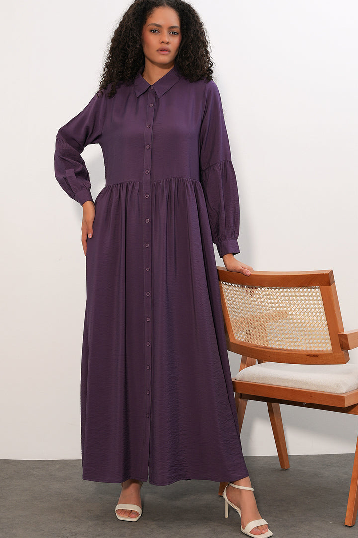 Bigdart Robe longue à boutons pour femme 2591 - Violet foncé
