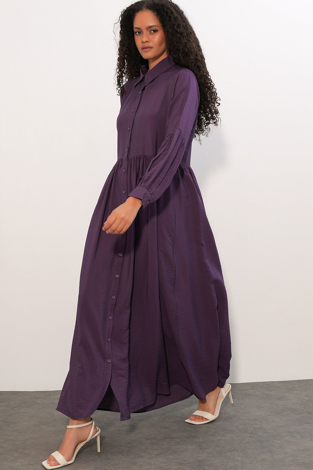 Bigdart Robe longue à boutons pour femme 2591 - Violet foncé