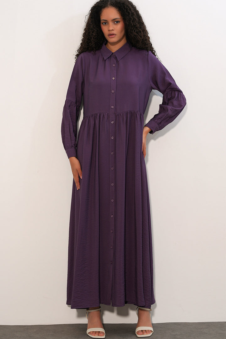 Bigdart Robe longue à boutons pour femme 2591 - Violet foncé