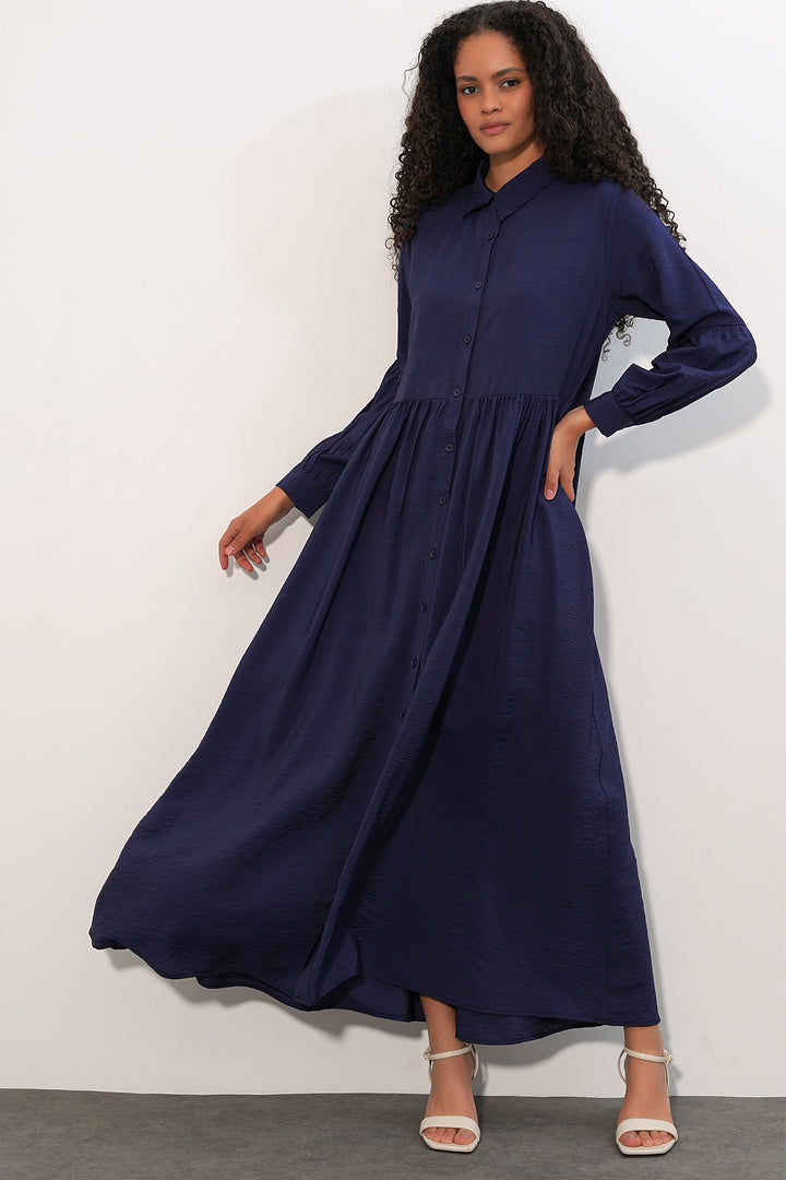 Bigdart Robe longue à boutons pour femme 2591 - Bleu marine