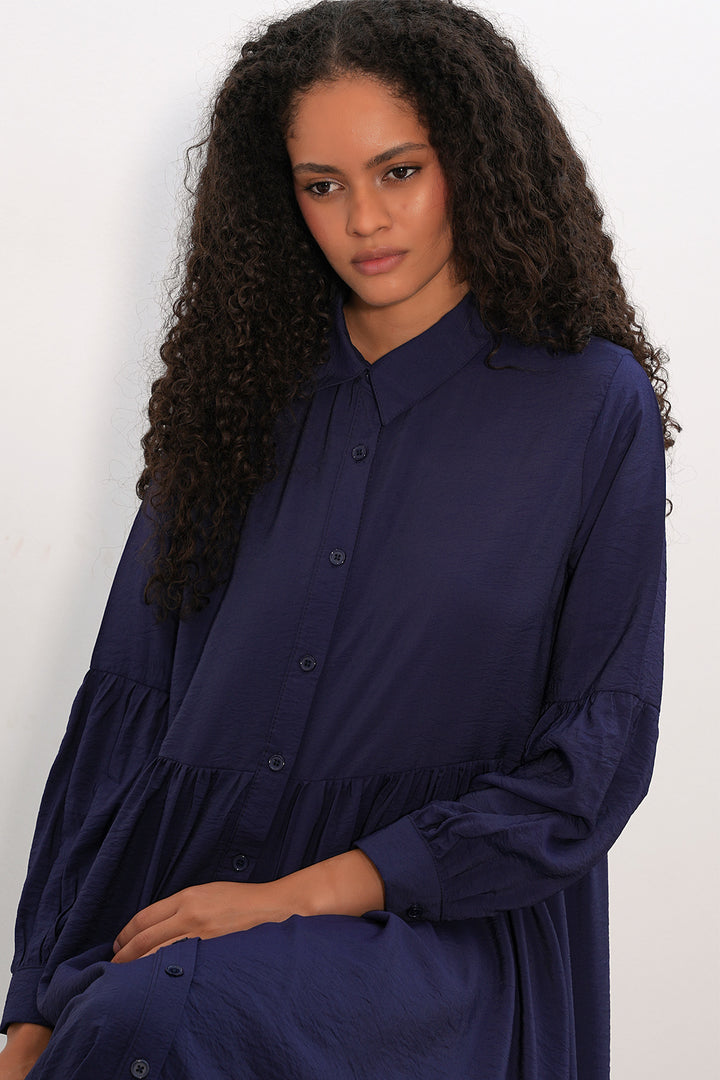 Bigdart Robe longue à boutons pour femme 2591 - Bleu marine