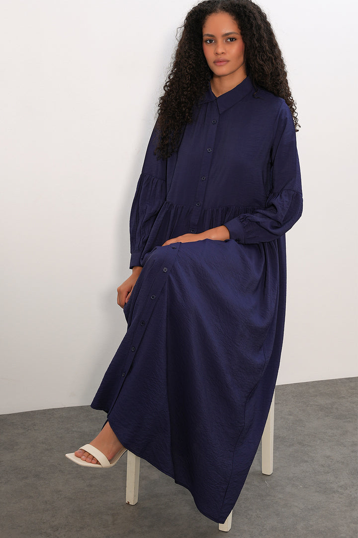 Bigdart Robe longue à boutons pour femme 2591 - Bleu marine